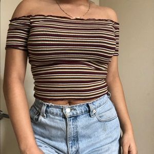 Multi color off the shoulder crop top